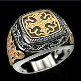 Milangirl Creative Personality King Horse Two-tone Knight Rings for Men Hip Hop Punk Style Fashion  Rings daiiibabyyy