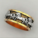 Milangirl Creative Personality King Horse Two-tone Knight Rings for Men Hip Hop Punk Style Fashion  Rings daiiibabyyy