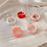 5pcs/1SET Korea 2021 Chic Colorful Transparent Resin Acrylic Rings Hot Morandi Color Women Party aesthetic Jewelry Ring Set daiiibabyyy