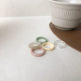 5pcs/1SET Korea 2021 Chic Colorful Transparent Resin Acrylic Rings Hot Morandi Color Women Party aesthetic Jewelry Ring Set daiiibabyyy