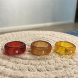 5pcs/1SET Korea 2021 Chic Colorful Transparent Resin Acrylic Rings Hot Morandi Color Women Party aesthetic Jewelry Ring Set daiiibabyyy