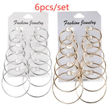 6Pairs Punk Hoop Earrings Set Big Circle Earrings Jewelry for Women Girls Steampunk Ear Clip Punk Style Earring Ear Ring daiiibabyyy