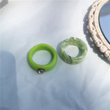 5pcs/1SET Korea 2021 Chic Colorful Transparent Resin Acrylic Rings Hot Morandi Color Women Party aesthetic Jewelry Ring Set daiiibabyyy