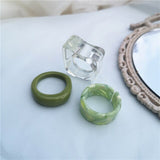 5pcs/1SET Korea 2021 Chic Colorful Transparent Resin Acrylic Rings Hot Morandi Color Women Party aesthetic Jewelry Ring Set daiiibabyyy