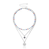 Fashion Turkish Evil Eyes Multilayer Necklaces For Women Bohemian Vintage Devil Pendant Necklaces Choker Beads Party Jewelry New daiiibabyyy