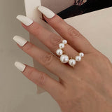 Fashion Big Geometric Pearl Paved Rings For Women 2021 New Jewelry Personality Statement Open Ring Adjustable Bijoux daiiibabyyy