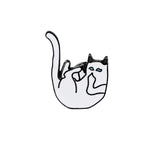 Funny White Cats Enamel Pin Branch Leaf Banana Cat Animals Brooch Women Men Lapel Pins Denim Jeans Badge Cartoon Jewelry Gifts daiiibabyyy