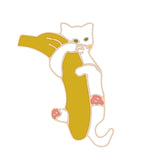 Funny White Cats Enamel Pin Branch Leaf Banana Cat Animals Brooch Women Men Lapel Pins Denim Jeans Badge Cartoon Jewelry Gifts daiiibabyyy