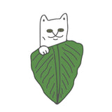 Funny White Cats Enamel Pin Branch Leaf Banana Cat Animals Brooch Women Men Lapel Pins Denim Jeans Badge Cartoon Jewelry Gifts daiiibabyyy