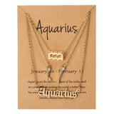 3Pcs/Set Cardboard Star Zodiac Sign Pendant 12 Constellation Charm Gold Necklace Aries Cancer Leo Scorpio Necklace Jewelry Gifts daiiibabyyy