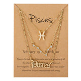3Pcs/Set Cardboard Star Zodiac Sign Pendant 12 Constellation Charm Gold Necklace Aries Cancer Leo Scorpio Necklace Jewelry Gifts daiiibabyyy