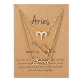 3Pcs/Set Cardboard Star Zodiac Sign Pendant 12 Constellation Charm Gold Necklace Aries Cancer Leo Scorpio Necklace Jewelry Gifts daiiibabyyy