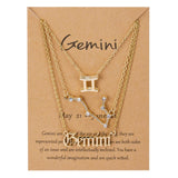 3Pcs/Set Cardboard Star Zodiac Sign Pendant 12 Constellation Charm Gold Necklace Aries Cancer Leo Scorpio Necklace Jewelry Gifts daiiibabyyy