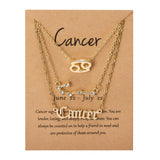 3Pcs/Set Cardboard Star Zodiac Sign Pendant 12 Constellation Charm Gold Necklace Aries Cancer Leo Scorpio Necklace Jewelry Gifts daiiibabyyy