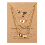 3Pcs/Set Cardboard Star Zodiac Sign Pendant 12 Constellation Charm Gold Necklace Aries Cancer Leo Scorpio Necklace Jewelry Gifts daiiibabyyy
