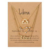3Pcs/Set Cardboard Star Zodiac Sign Pendant 12 Constellation Charm Gold Necklace Aries Cancer Leo Scorpio Necklace Jewelry Gifts daiiibabyyy