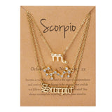 3Pcs/Set Cardboard Star Zodiac Sign Pendant 12 Constellation Charm Gold Necklace Aries Cancer Leo Scorpio Necklace Jewelry Gifts daiiibabyyy