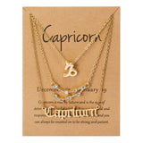 3Pcs/Set Cardboard Star Zodiac Sign Pendant 12 Constellation Charm Gold Necklace Aries Cancer Leo Scorpio Necklace Jewelry Gifts daiiibabyyy