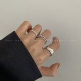 7PCS/SET Korea Fashion Mixed Minimalist Ring Set Geometric Round Metal Gold Silver Color Cuff Open Rings Jewelry For Women daiiibabyyy