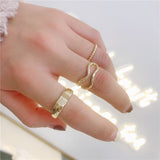 7PCS/SET Korea Fashion Mixed Minimalist Ring Set Geometric Round Metal Gold Silver Color Cuff Open Rings Jewelry For Women daiiibabyyy