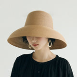 Luna&Dolphin Handmade Women Summer Sun Hat Big Eaves Beach Japanese Hepburn Style Holiday Fold Fisherman Cap Temperament Flat daiiibabyyy