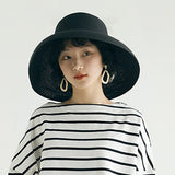 Luna&Dolphin Handmade Women Summer Sun Hat Big Eaves Beach Japanese Hepburn Style Holiday Fold Fisherman Cap Temperament Flat daiiibabyyy
