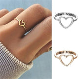 DoreenBeads Fashion Women Heart Finger Rings For Friends Unadjustable Circle Friendship Ring Ladies Girls Letters Birthday Gift