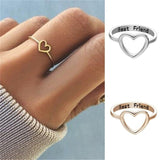 DoreenBeads Fashion Women Heart Finger Rings For Friends Unadjustable Circle Friendship Ring Ladies Girls Letters Birthday Gift daiiibabyyy