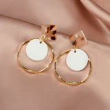 New Korean Statement Earrings for women White Cute Arcylic Geometric Dangle Drop Gold Earings Brincos  Trend Fashion Jewelry daiiibabyyy