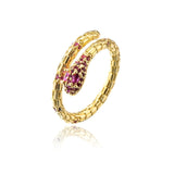 Fashion Gold Color Snake Ring For Women Girl Adjustable Exquisite Shiny Cubic Zirconia Finger Ring Wedding Jewelry Gift daiiibabyyy