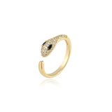 Fashion Gold Color Snake Ring For Women Girl Adjustable Exquisite Shiny Cubic Zirconia Finger Ring Wedding Jewelry Gift daiiibabyyy