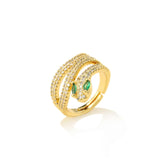Fashion Gold Color Snake Ring For Women Girl Adjustable Exquisite Shiny Cubic Zirconia Finger Ring Wedding Jewelry Gift daiiibabyyy
