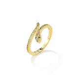 Fashion Gold Color Snake Ring For Women Girl Adjustable Exquisite Shiny Cubic Zirconia Finger Ring Wedding Jewelry Gift daiiibabyyy