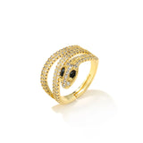 Fashion Gold Color Snake Ring For Women Girl Adjustable Exquisite Shiny Cubic Zirconia Finger Ring Wedding Jewelry Gift daiiibabyyy