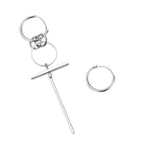 Double Pierced Conjoined Chain Earrings for Female European and American Simple Punk Street Girls Boy Single Earrings daiiibabyyy