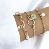 4PCS/Set Boho Geometric Tassel Chain Bracelet For Women MultiLayer Bangles Charm Party Wedding  Beach Jewelry Accessories Gifts daiiibabyyy