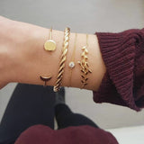 4PCS/Set Boho Geometric Tassel Chain Bracelet For Women MultiLayer Bangles Charm Party Wedding  Beach Jewelry Accessories Gifts daiiibabyyy