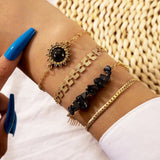 4PCS/Set Boho Geometric Tassel Chain Bracelet For Women MultiLayer Bangles Charm Party Wedding  Beach Jewelry Accessories Gifts daiiibabyyy
