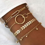 4PCS/Set Boho Geometric Tassel Chain Bracelet For Women MultiLayer Bangles Charm Party Wedding  Beach Jewelry Accessories Gifts daiiibabyyy