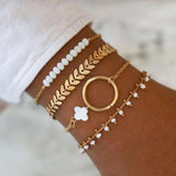 4PCS/Set Boho Geometric Tassel Chain Bracelet For Women MultiLayer Bangles Charm Party Wedding  Beach Jewelry Accessories Gifts daiiibabyyy