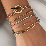 4PCS/Set Boho Geometric Tassel Chain Bracelet For Women MultiLayer Bangles Charm Party Wedding  Beach Jewelry Accessories Gifts daiiibabyyy