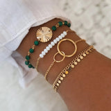 4PCS/Set Boho Geometric Tassel Chain Bracelet For Women MultiLayer Bangles Charm Party Wedding  Beach Jewelry Accessories Gifts daiiibabyyy