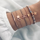 4PCS/Set Boho Geometric Tassel Chain Bracelet For Women MultiLayer Bangles Charm Party Wedding  Beach Jewelry Accessories Gifts daiiibabyyy