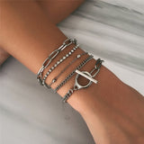 4PCS/Set Boho Geometric Tassel Chain Bracelet For Women MultiLayer Bangles Charm Party Wedding  Beach Jewelry Accessories Gifts daiiibabyyy