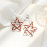 Fresh sky blue hollowed-out double pentacle star.Earrings for heart-shaped women, new jewelry for  SHANGZHIHUA daiiibabyyy