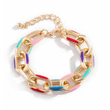 IngeSight.Z Fashion Thick Aluminium Chain Bracelets on Hand Charm Printed Metal Couple Bracelets Bangles for Women 2021 Jewelry daiiibabyyy