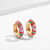 Vintage Enamel Flower Small Hoop Earrings Trendy Geometric Statement Round Circle Huggie Earring Fashion Jewelry Brincos daiiibabyyy