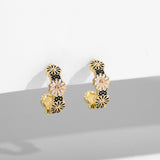 Vintage Enamel Flower Small Hoop Earrings Trendy Geometric Statement Round Circle Huggie Earring Fashion Jewelry Brincos daiiibabyyy
