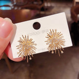 Luxury Brand Gold Color Star Earrings for Women 2021 New Fashion Crystal Pearl Geometric Dangle Earrings Female Wedding Jewelry daiiibabyyy
