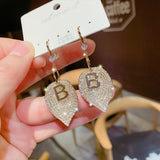 Luxury Brand Gold Color Star Earrings for Women 2021 New Fashion Crystal Pearl Geometric Dangle Earrings Female Wedding Jewelry daiiibabyyy